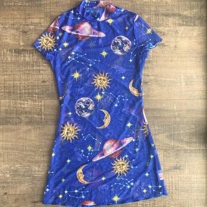 Mesh See through Galaxy Dress